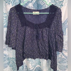 Womens Cropped Peasant Top